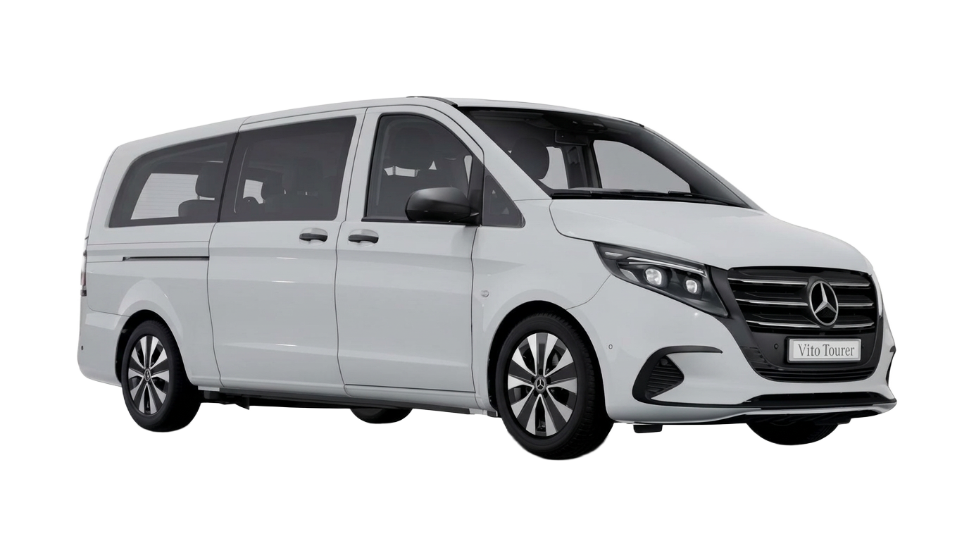 Mercedes Vito bianco a nove posti della flotta Taxi Alguer